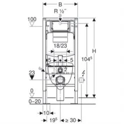 Geberit Bâti-support Duofix WC Suspendu Bâti-support WC Suspendu 112 Cm Avec Plaque De Déclenchement Sigma20 Et WC Renova Compact