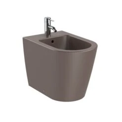 Roca Bidet Sur Pied Inspira Round Café, 37x56x40 Cm, 1 Trou Percé, 2 Trous Pré-percés