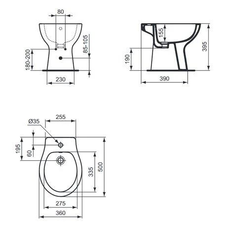 Ideal Standard Bidet Sur Pied Ulysse 50x36 Cm Blanc 3 Ideal Standard Bidet Sur Pied Ulysse 50x36 Cm Blanc