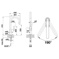 Blanco Mitigeur Cuisine Carena-S Vario 526172 Noir -Aqua Home Magasin carena s vario 526172 noir 2
