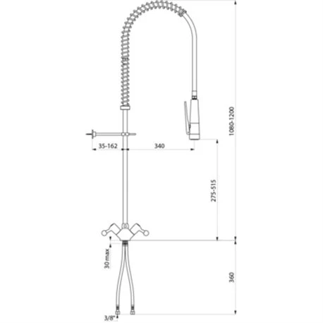 Combiné De Prélavage Monotrou Avec Mélangeur Douchette Antitartre à Picots Sans Robinet De Puisage 5830 4 Combiné De Prélavage Monotrou Avec Mélangeur Douchette Antitartre à Picots Sans Robinet De Puisage 5830 – Image 2