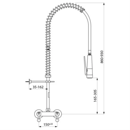 Combiné De Prélavage Mural Avec Mélangeur Douchette Antitartre à Picots Sans Robinet De Puisage 5836 4 Combiné De Prélavage Mural Avec Mélangeur Douchette Antitartre à Picots Sans Robinet De Puisage 5836 – Image 2