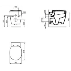 Cuvette WC Suspendu Sanis 545x365x370 Mm Avec Bride -Aqua Home Magasin cuvette wc suspendu sanis 545x365x370 mm avec bride 3