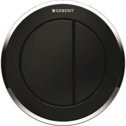 Geberit Plaque WC Type 10 à Encastrer Noir Anneau Chromé Brillant