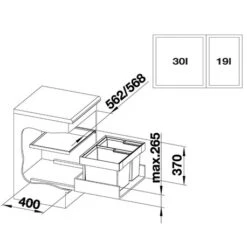 Blanco Poubelle Sous évier Flexon II 60/2, 2 Bacs 30+19 Litres -Aqua Home Magasin flexon ii 60 2 521471 noir 3