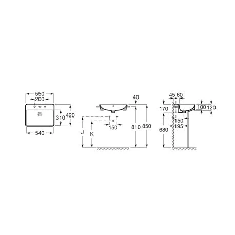 Roca Lavabo Inspira Square 55x42x12 Cm Blanc Mat 4 Roca Lavabo Inspira Square 55x42x12 Cm Blanc Mat – Image 2