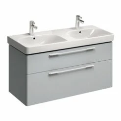 Geberit Lavabo Smyle Square 120 Cm 2 Trous Percés Robinetterie -Aqua Home Magasin lavabo jam 2 vasques 120 cm allia 2 trous perces 2 cuves ref 00135600000 3