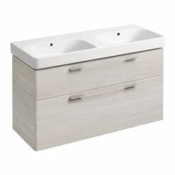 Geberit Lavabo Smyle Square 120 Cm Sans Trou Robinetterie -Aqua Home Magasin lavabo jam 2 vasques 120 cm allia murale 2 cuves ref 00135610000 3