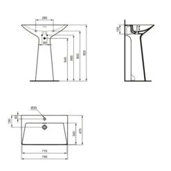 Ideal Standard Lavabo Monobloc Tipo-Z 1 Trou Soie Blanche
