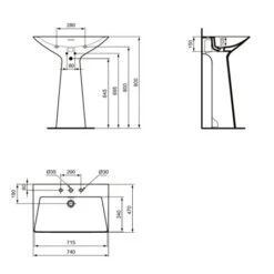 Ideal Standard Lavabo Monobloc Tipo-Z 3 Trous Blanc Brillant