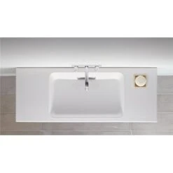 Geberit Lavabo ONE 120 Cm, Sans Trop-plein Cache Chromé Brossé -Aqua Home Magasin lavabo one 500392012 120 cm sans trop plein cache chrome brosse 5
