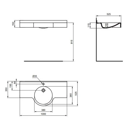 Lavabo-plan Matura 100x52,5/35 Cm Sans Trop-plein 4 Lavabo-plan Matura 100x52,5/35 Cm Sans Trop-plein – Image 2