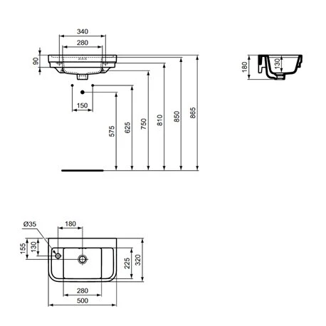 Ideal Standard Lave-mains Calla 50x32x18 Cm Version Gauche 3 Ideal Standard Lave-mains Calla 50x32x18 Cm Version Gauche