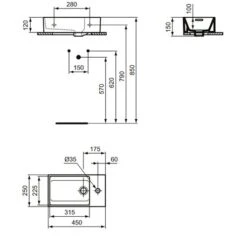 Ideal Standard Lave-mains Extra 45x25 Cm Version Droite