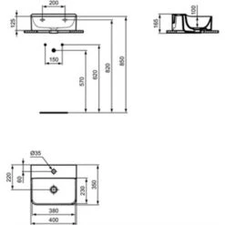 Ideal Standard Lave-mains Rectifié Conca Sans Trop-plein Et Avec Trou De Robinetterie Blanc Brillant