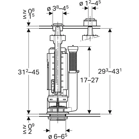 Geberit Mecanisme WC Complet Type 290-380 Simple Touche Alimentation Latérale 5 Geberit Mecanisme WC Complet Type 290-380 Simple Touche Alimentation Latérale – Image 3