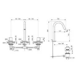 Ideal Standard Mélangeur Lavabo Joy Gris Orage 3 Trous Avec Tirette Et Vidage Bonde Métal -Aqua Home Magasin melangeur lavabo joy gris orage 3 trous avec tirette et vidage bonde metal 4