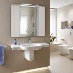 Roca Lavabo Meridian 85x46x15 Cm Blanc Brillant -Aqua Home Magasin meridian n lavabo roca a32724d000 850 mm x 460 mm x 150 mm 1 trou perce 2 trous preperces 3