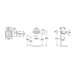 Roca Lave-mains Meridian 35x32 Cm -Aqua Home Magasin meridian n lave main mural de 350 a 450 a327249000 perce a droite compact 2