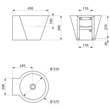 Lavabo Mini Baila Sans Trou De Robinetterie Double Finition 120182 4 Lavabo Mini Baila Sans Trou De Robinetterie Double Finition 120182 – Image 2