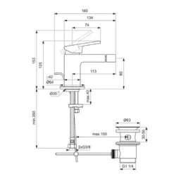 Ideal Standard Mitigeur Bidet Extra Gris Magnétique Avec Tirette Et Vidage Bonde Métal -Aqua Home Magasin mitigeur bidet extra gris magnetique avec tirette et vidage bonde metal 3
