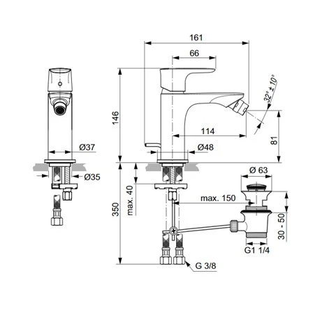 Ideal Standard Robinet Bidet Connect Air Chrome, Avec Tirette Et Vidage Bonde Métal 4 Ideal Standard Robinet Bidet Connect Air Chrome, Avec Tirette Et Vidage Bonde Métal – Image 2