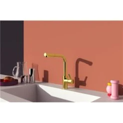 Ideal Standard Mitigeur De Cuisine Gusto Tube L 2 Jets Or Brossé -Aqua Home Magasin mitigeur de cuisine gusto tube l 2 jets or brosse 2