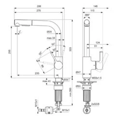 Ideal Standard Mitigeur De Cuisine Gusto Tube L 2 Jets Or Brossé -Aqua Home Magasin mitigeur de cuisine gusto tube l 2 jets or brosse 5