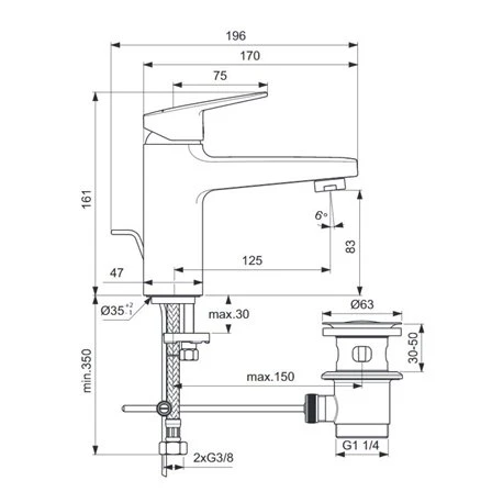 Ideal Standard Mitigeur Lavabo Ceraplan Avec Tirette Et Vidage H 161 Mm 5 Ideal Standard Mitigeur Lavabo Ceraplan Avec Tirette Et Vidage H 161 Mm – Image 3