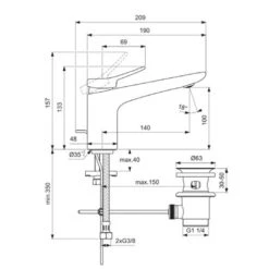 Ideal Standard Mitigeur Lavabo Conca Gris Magnétique Avec Tirette Et Vidage Bonde Métal -Aqua Home Magasin mitigeur lavabo conca gris magnetique avec tirette et vidage bonde metal 3