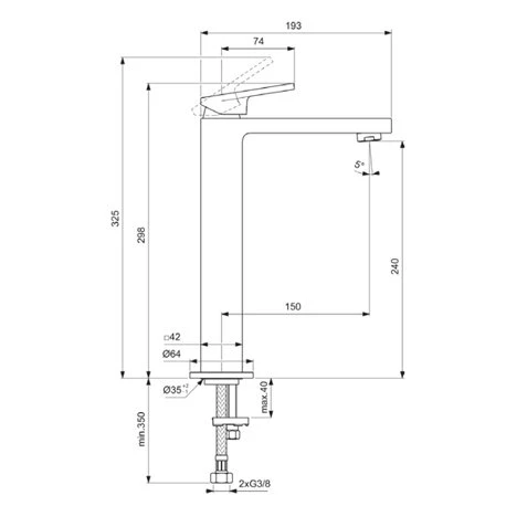 Ideal Standard Mitigeur Lavabo Extra Réhaussé Or Brossé Sans Tirette Ni Vidage 6 Ideal Standard Mitigeur Lavabo Extra Réhaussé Or Brossé Sans Tirette Ni Vidage – Image 4