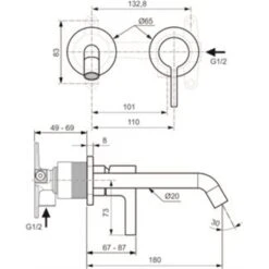 Ideal Standard Mitigeur Lavabo Mural Joy Bec 180 Mm, Chromé