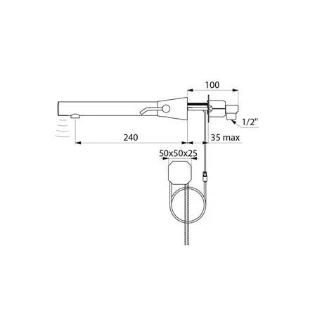 Mitigeur Lavabo Murale Brossé L240 Mm 484000 4 Mitigeur Lavabo Murale Brossé L240 Mm 484000 – Image 2