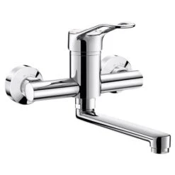 Mitigeur Mécanique Monocommande Mural 2455 Securitouch à Cartouche Classique, L. 200 Mm, Manette Ajourée, Raccords Stop/check