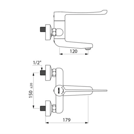 Mitigeur Mécanique Séquentiel Mural 2640 Securitouch L. 120 Mm, Raccords Stop/check 7 Mitigeur Mécanique Séquentiel Mural 2640 Securitouch L. 120 Mm, Raccords Stop/check – Image 5