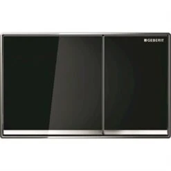 Geberit Plaque WC Omega60 Touches Noires Bandes Réfléchissantes, Cadre Chromé Brillant
