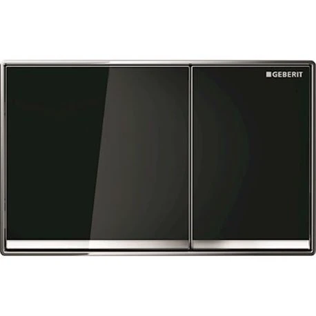 Geberit Plaque WC Omega60 Touches Noires Bandes Réfléchissantes, Cadre Chromé Brillant 3 Geberit Plaque WC Omega60 Touches Noires Bandes Réfléchissantes, Cadre Chromé Brillant