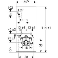 Geberit Panneau Sanitaire Monolith Plus WC Suspendu Grès Céramique Aspect Béton/aluminium 114 Cm