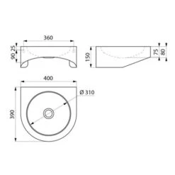 Lave-mains PMR XS Sans Trou De Robinetterie 120400 7 Lave-mains PMR XS Sans Trou De Robinetterie 120400 -Aqua Home Magasin pmr xs 120400 sans trou de robinetterie 2
