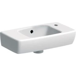 Geberit Lave-mains Renova Compact 45 Cm Trou Robinetterie à Droite 9 Geberit Lave-mains Renova Compact 45 Cm Trou Robinetterie à Droite -Aqua Home Magasin prima style angle de 32 cm 00108400000 avec trop plein avec fixation par boulons 3