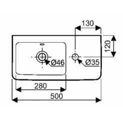 Geberit Lave-mains Renova Compact 50 Cm Cuve à Gauche -Aqua Home Magasin prima style compact 50 cm 00124300000 1 trou perce a droite cuve a gauche 2