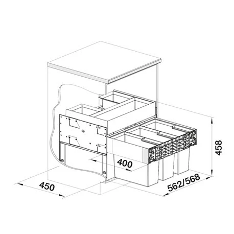 Blanco Poubelle Sous évier Select II Orga 3 Bacs 15 +15 + 15 Litres 7 Blanco Poubelle Sous évier Select II Orga 3 Bacs 15 +15 + 15 Litres – Image 5