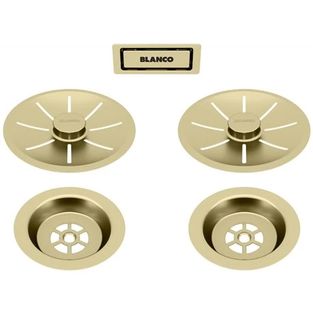 Blanco Set De 2 Bondes 203477 Satin Gold Pour Cuve Double 3 Blanco Set De 2 Bondes 203477 Satin Gold Pour Cuve Double