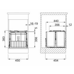 Franke Poubelle Sous évier Sorter Duo 45, 2 Bacs 44 Litres 414031 -Aqua Home Magasin sorter duo trio 45 414031 poubelle 45 litres 1