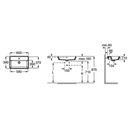 Roca Vasque The Gap Square 60x39 Cm Blanc Brillant 4 Roca Vasque The Gap Square 60x39 Cm Blanc Brillant – Image 2