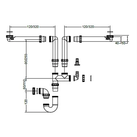 Franke Tubulure Pour évier 2 Cuves, Avec Siphon Et Prise Lave-vaisselle 434256 3 Franke Tubulure Pour évier 2 Cuves, Avec Siphon Et Prise Lave-vaisselle 434256