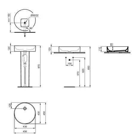 Ideal Standard Vasque Conca Ø 45 Cm Soie Blanche 6 Ideal Standard Vasque Conca Ø 45 Cm Soie Blanche – Image 4