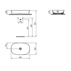 Ideal Standard Vasque Ipalyss Sauge 60x38 Cm Sans Trop Plein Et Sans Plage De Robinetterie