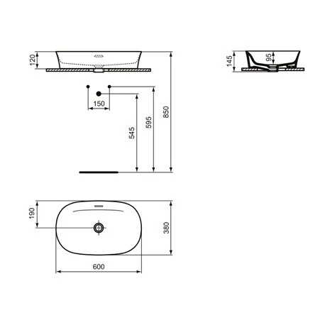 Ideal Standard Vasque Ipalyss Noir Brillant 60x38 Cm Avec Trop Plein Et Sans Trou De Robinetterie 3 Ideal Standard Vasque Ipalyss Noir Brillant 60x38 Cm Avec Trop Plein Et Sans Trou De Robinetterie