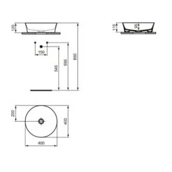 Ideal Standard Vasque Ipalyss Nude Ø40 Cm Sans Trop Plein Et Sans Plage De Robinetterie
